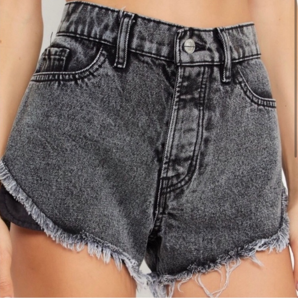 Black Denim Revice Side Chick Shorts